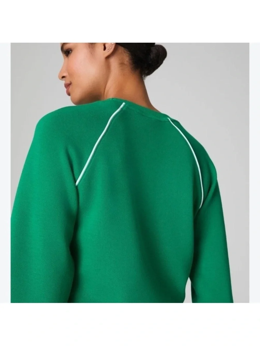 SPANX Airpiqué Long Sleeve Crewneck Top Field Green Women’s Small 21351R